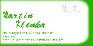 martin klenka business card